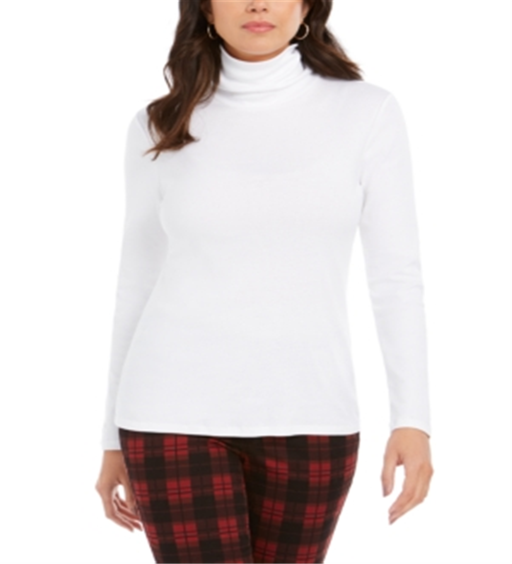 Charter Club Women's Pima Turtleneck Top White Size XX-Large