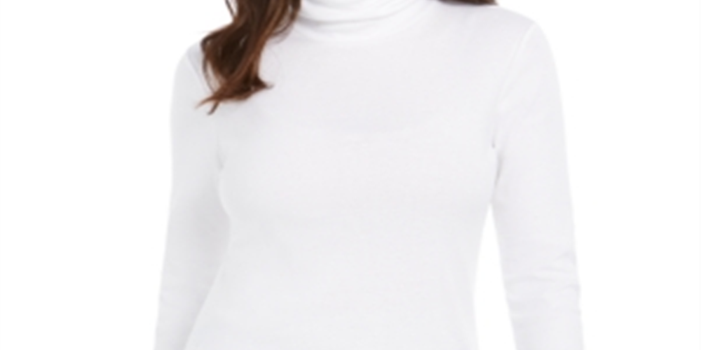Charter Club Women's Pima Turtleneck Top White Size XX-Large