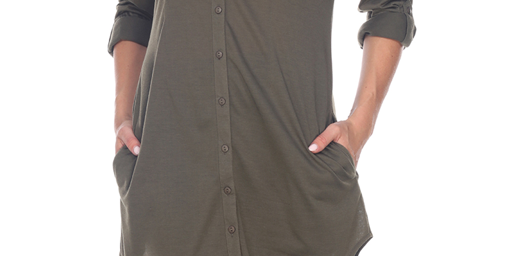 White Mark Women's Lola Stretchy Tunic Green Size L