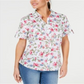 Karen Scott Women's Iris Bliss Textured Cotton Shirt White Size X-Large