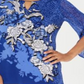 JM Collection Women's Embellished Split Sleeve Top Blue Size Petite