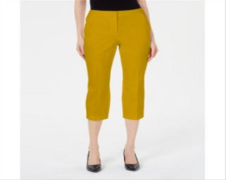 Alfani Women's Invisible Zip Capri Pants Yellow Size 8