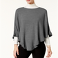 Karen Scott Women's Asymmetric Ruffled Poncho Gray Size L/XL
