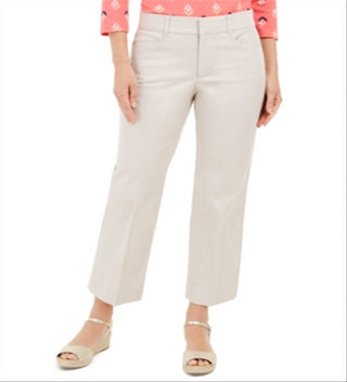 Charter Club Women's Cropped Straight Leg Pants Brown Size 18