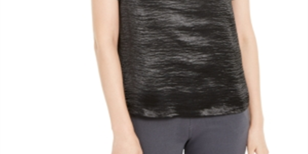 Monteau Women's Rhinestone Collar Top Black Size X-Large