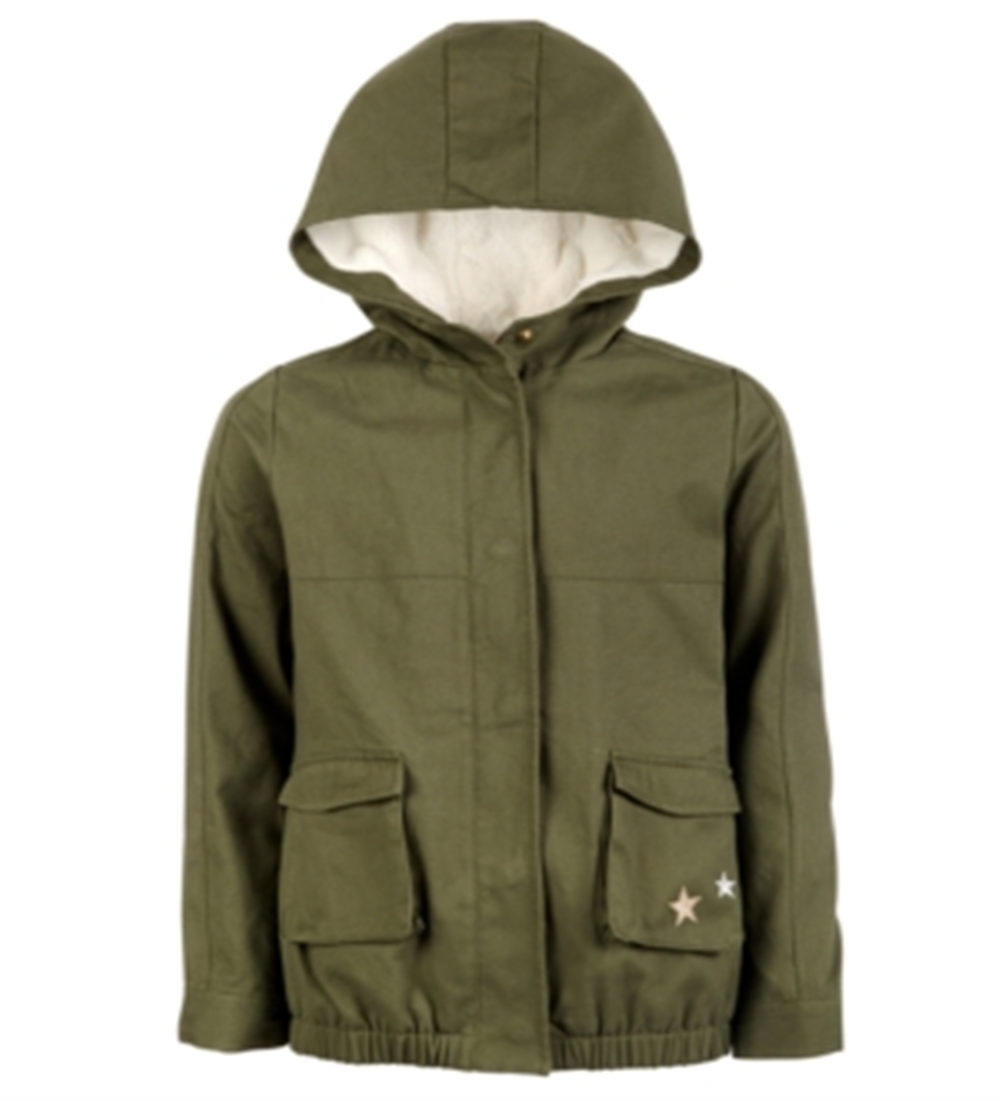 Epic Threads Big Girl's Glitter Star Hooded Jacket Green Size Small