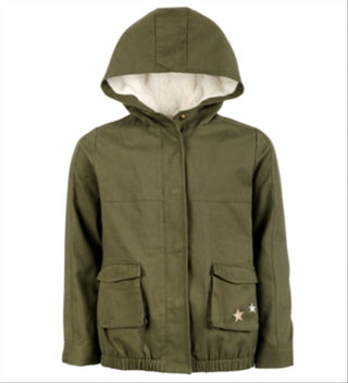 Epic Threads Big Girl's Glitter Star Hooded Jacket Green Size Small