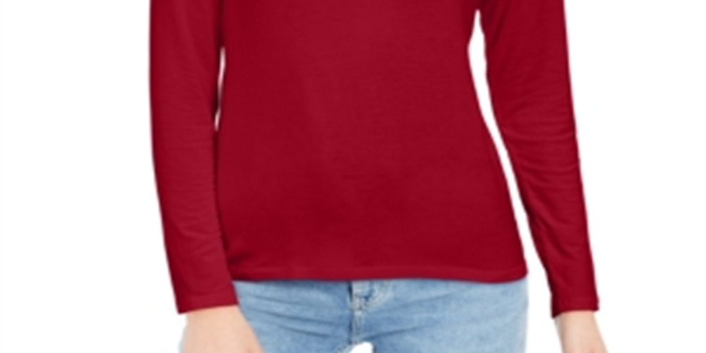 Style & Co Women's Mock Neck Top Red Size Petite