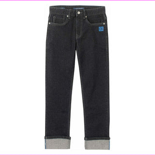 Calvin Klein Boy's Hampton Rinse Logo Cuff Straight Leg Jeans Blue Size 16