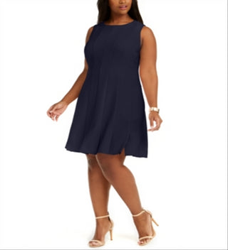 Jessica Howard Women's Plus Pleated Fit & Flare Dress Blue Size 24W