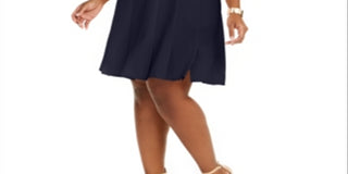 Jessica Howard Women's Plus Pleated Fit & Flare Dress Blue Size 24W