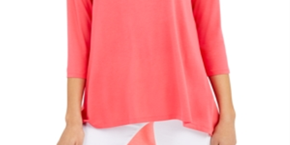 Alfani Women's Woven Back Top Pink Size XL