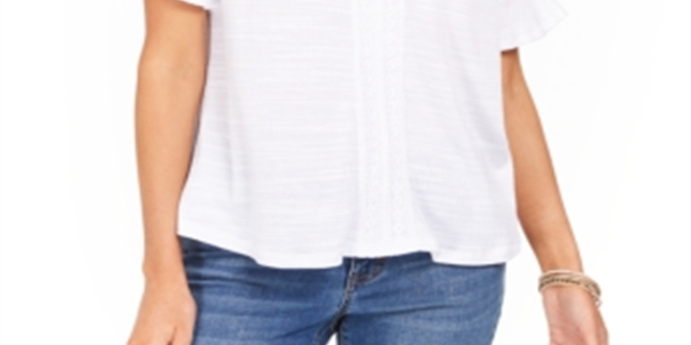 Style & Co Women's Crochet Top White Size X-Small