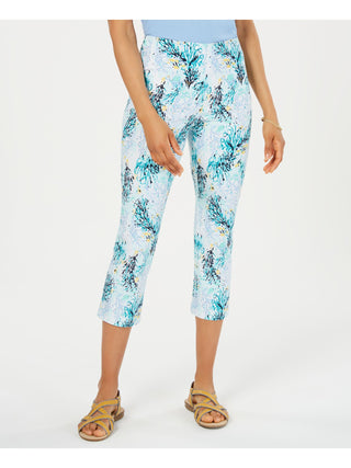 Charter Club Women's Printed Capri Pants Blue Size 2 Petite