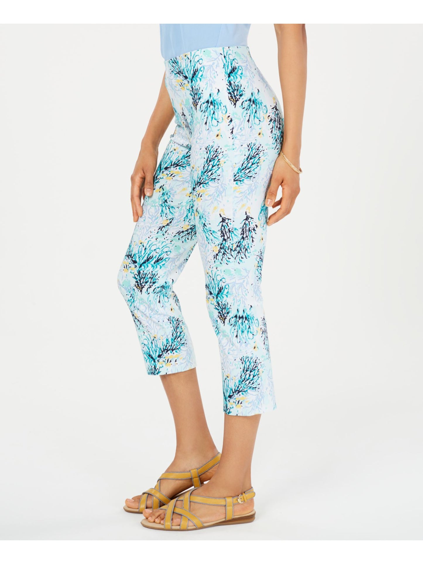 Charter Club Women's Printed Capri Pants Blue Size 2 Petite