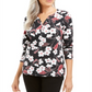 Karen Scott Women's Glitter Vines Henley Top Black Size X-Small