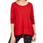 Style & Co Women's Cotton High Low Top Red Size Small
