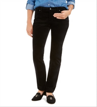 Charter Club Women's Velveteen Tummy Control Ankle Straight Jeans Black Size 4