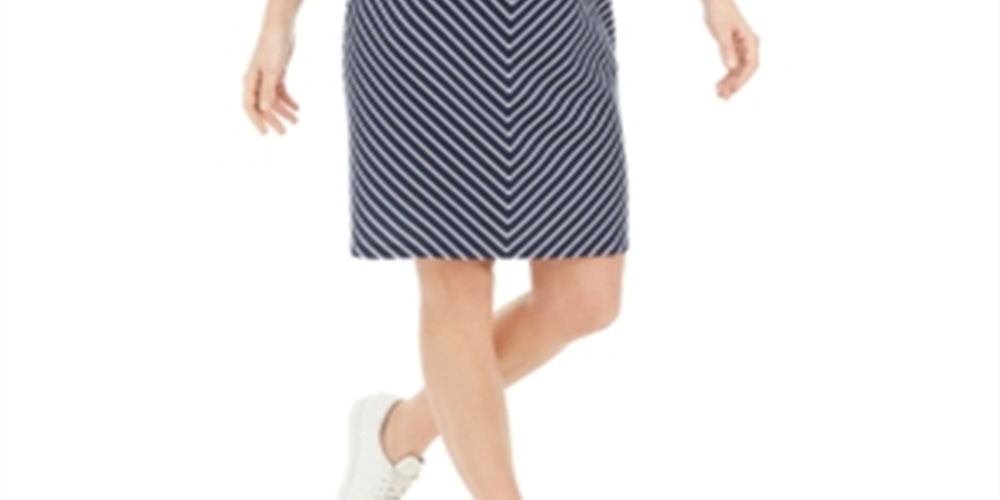 Karen Scott Women's Mitered Stripe Dress Blue Size Medium