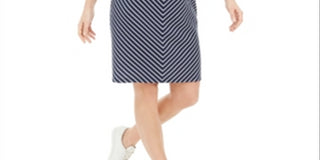 Karen Scott Women's Mitered Stripe Dress Blue Size Medium