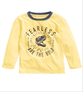Epic Threads Toddler Boy's Fearless T-Rex Print Long Sleeve Shirt Yellow Size 3