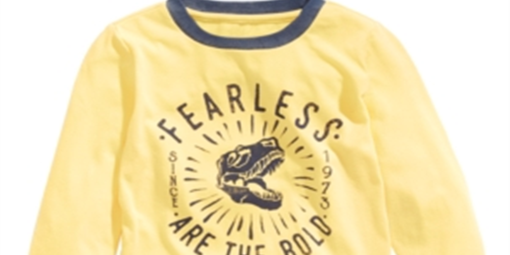 Epic Threads Toddler Boy's Fearless T-Rex Print Long Sleeve Shirt Yellow Size 3