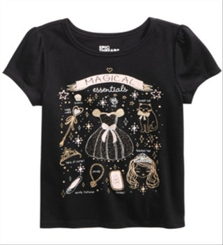 Epic Threads Little Girl's Magical Essentials Print T-Shirt Black Size 6X