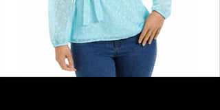 Charter Club Women's Clip Dot Wrap Top Blue Size Medium