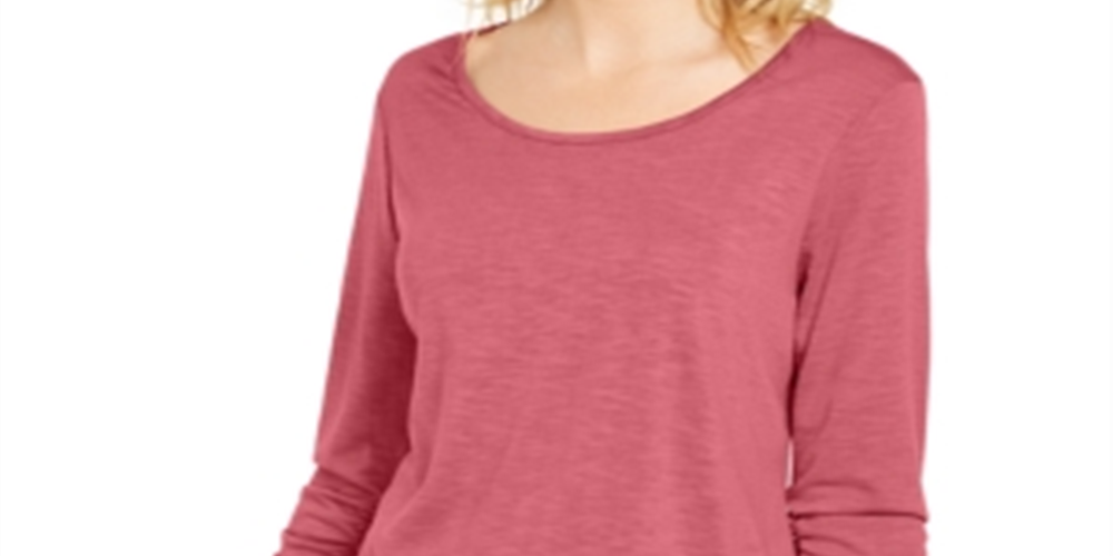 Style & Co Women's Chiffon Hem Top Pink Size Small