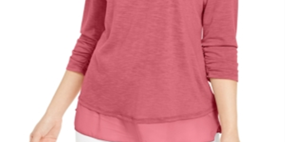Style & Co Women's Chiffon Hem Top Pink Size Small