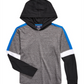 Univibe Big Boy's Kaden Pieced Colorblocked Hooded T-Shirt Black Combo Size Medium