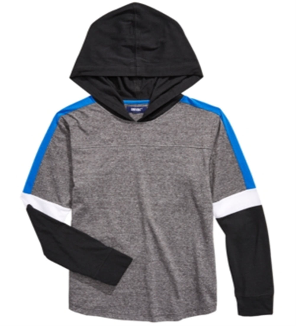Univibe Big Boy's Kaden Pieced Colorblocked Hooded T-Shirt Black Combo Size Medium