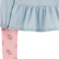 Carter's Little & Big Girl's 2 Pc Chambray Top & Cherry Print Leggings Set Blue Size 8