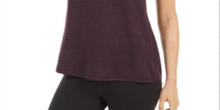 Ideology Women's Essential Heathered V Neck Pullover Top Purple Size Small