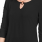 JM Collection Women's Ladder Sleeve O-Ring Top Black Size Petite