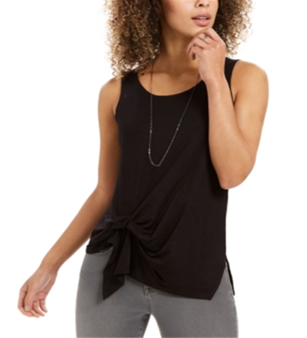 Style & Co Women's Tie Front Sleeveless Top Black Size XX-Large