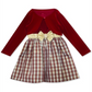 Rare Editions Big Girl's Plaid Dress with Cardigan Red Size 8