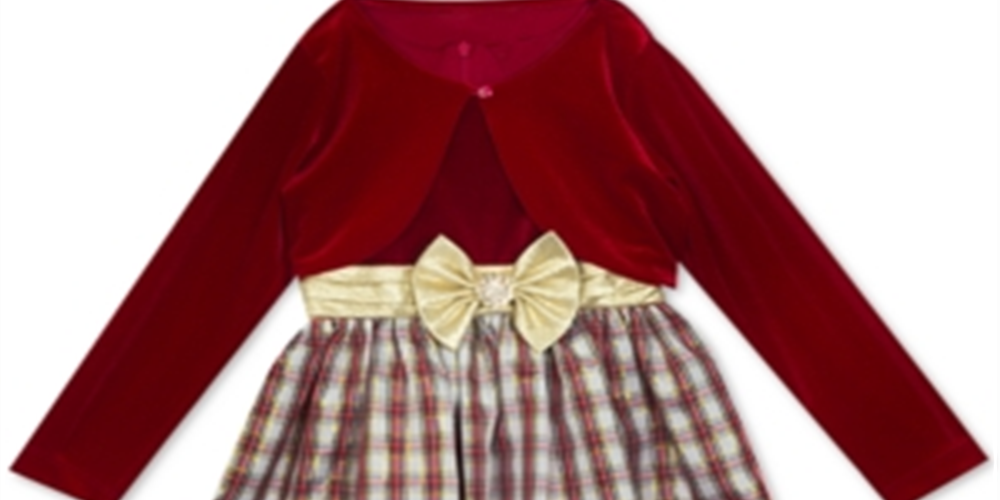 Rare Editions Big Girl's Plaid Dress with Cardigan Red Size 8