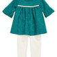 First Impressions Baby Girl's 2 Pc Lace Tunic & Ruffle Leggings Set Green Size 6-9MOS