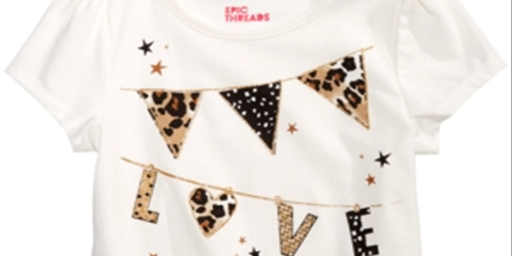 Epic Threads Toddler Girl's Love Flags T-Shirt White Size 3T