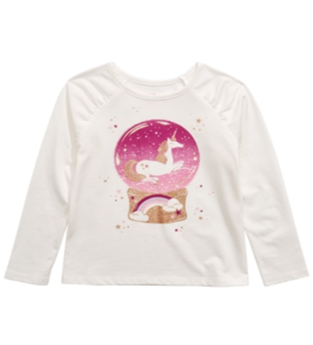 Epic Threads Little Girl's Unicorn Snow Globe T-Shirt White Size 6