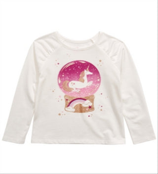 Epic Threads Little Girl's Unicorn Snow Globe T-Shirt White Size 6