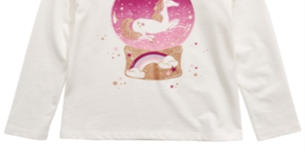 Epic Threads Little Girl's Unicorn Snow Globe T-Shirt White Size 6