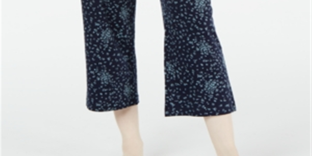 Charter Club Women's Floral Print Cotton Knit Pajama Pants Dark Blue Size S
