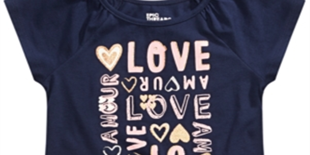Epic Threads Little Girl's Love T-Shirt - Peacoat Blue Size 6
