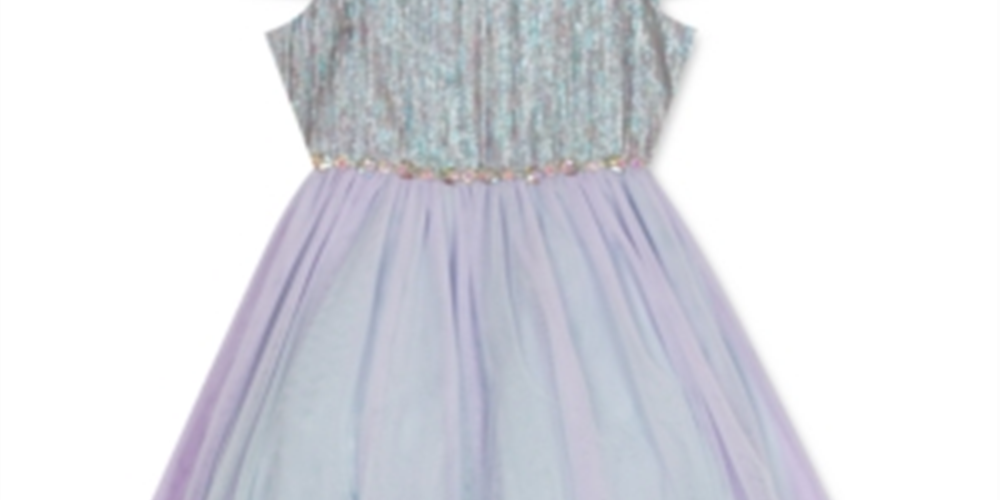 Rare Editions Little Girl's Metallic Cold Shoulder Dress Purple Size 5