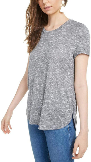 Bar III Women's Marled T-Shirt Gray Size Large