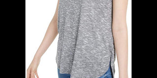 Bar III Women's Marled T-Shirt Gray Size Large