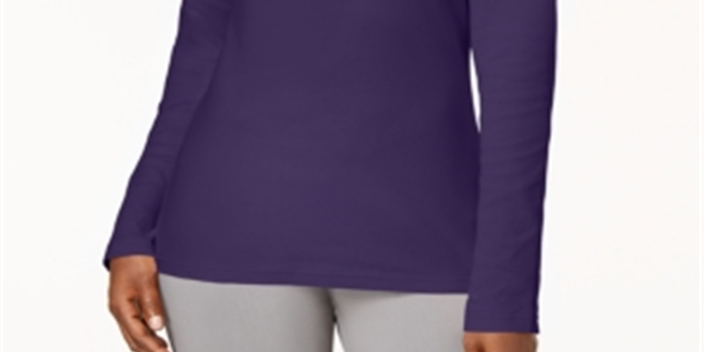 Karen Scott Women's Solid Long Sleeve T-Shirt Purple Size X-Large