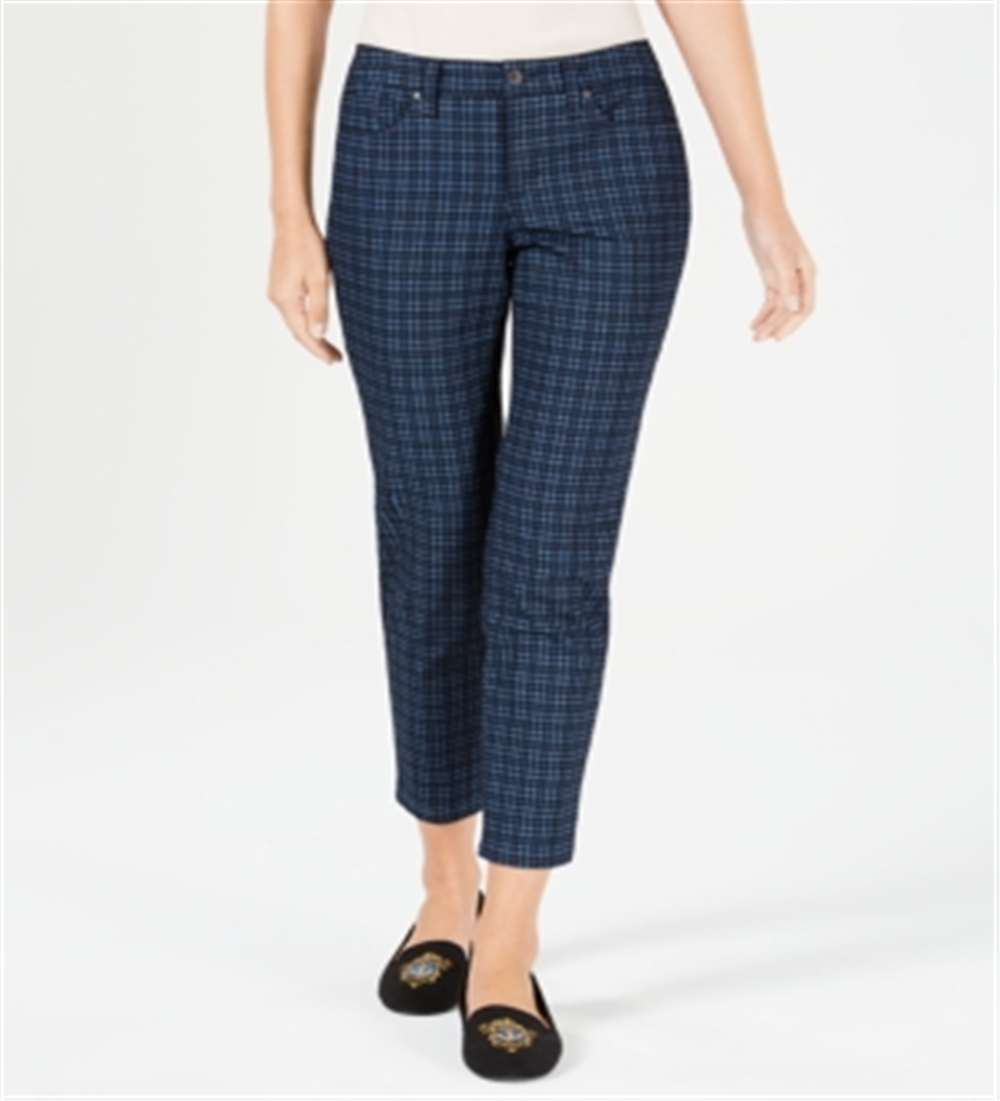 Charter Club Women's Bristol Printed Ankle Jeans Blue Size 18